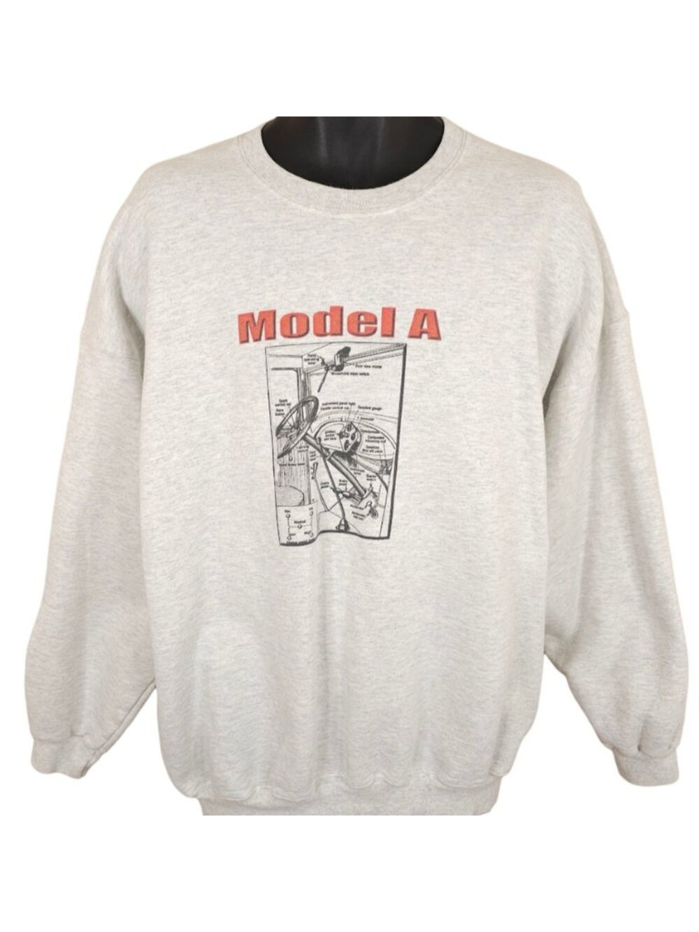 Vintage Model A Ford Sweatshirt Mens Size XL Gray Y2K Controls Diagram - Picture 2 of 6